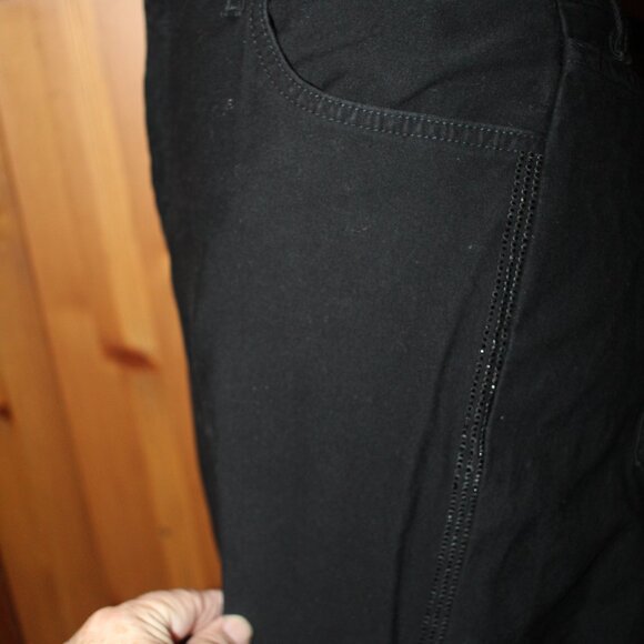 NYDJ Black Tuxedo Sequined Stripe Plus Size Dressy Flaired  Jeans Size 14 - Picture 5 of 10